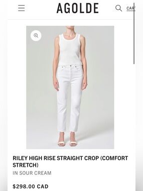 AGOLDE RILEY HIGH RISE STRAIGHT CROP (COMFORT STRETCH) NWT